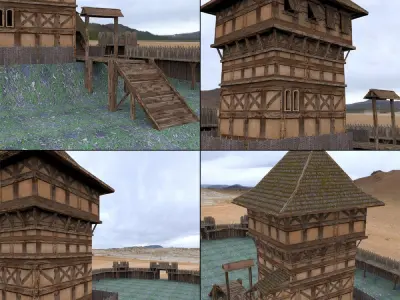 Castle Keep And Tower Low-poly 3D model