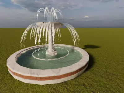 fountain in middle of grassy field Free 3D model