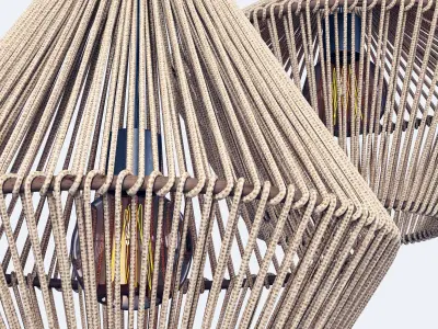 Lamp wood rattan wicker Cone 3D model