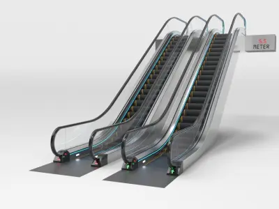 Escalator and Moving Walkway Adjustable and Rigged 3D Model Pack