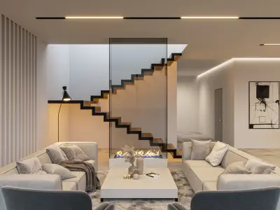 Modern white interior 3D model