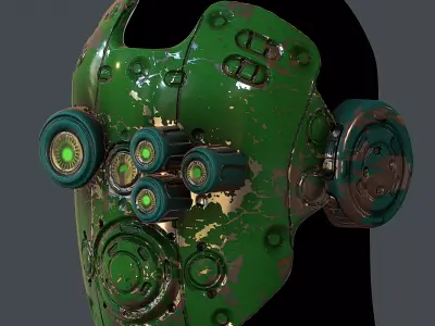 Gas mask helmet 3d model scifi Low-poly Low-poly 3D model