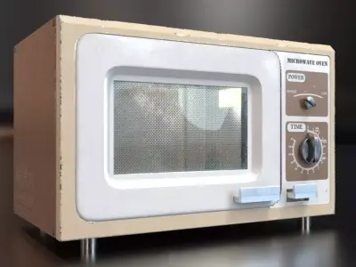 Vintage Microwave Oven Low-poly 3D model