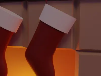 Christmas Living-room Low-poly 3D model