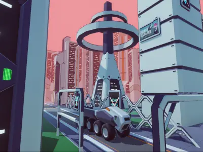 Future Mecha City Low-poly 3D model