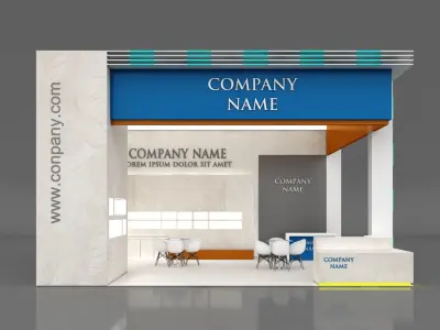 Booth Exhibition Stand Stall 7x8m Height 500 cm 2 Side Open 3D model