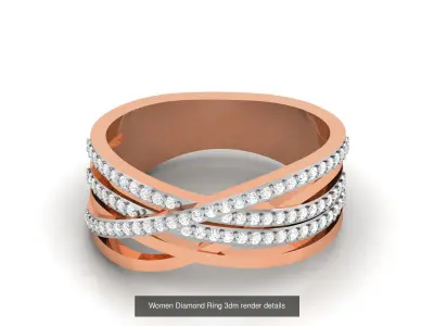 13 Cross Wire Mesh High Jewelry Diamond Ring 3dm renders details 3D Model Pack