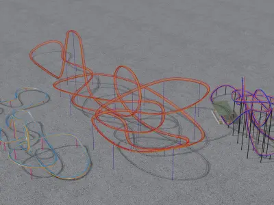 THREE rollercoaster  3D Model Pack