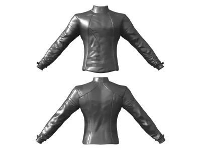 Male Black Leather Futuristic Dystopian Rider Outfit Low-poly 3D model