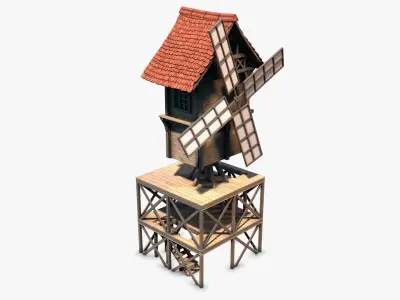 Mill 01 Low-poly 3D model