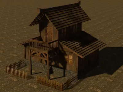 Medieval house ten 6 Low-poly 3D model
