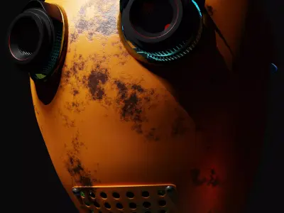 Character Robot rigged retrofuturism 3D model