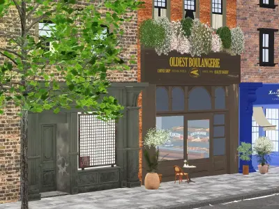 London Victorian Era Street P2 Environment For Blender 3D Model Low-poly 3D model
