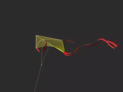 Animated Kite Model with String Looping 360-Frame Animation 3D model