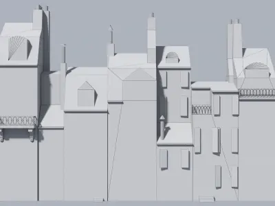 Cartoon buildings Low-poly 3D model purchase