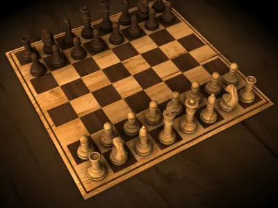 Chess Set Wood and Glass Combo 3D model