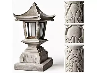 Ancient Fantasy Stone Standing Lantern for 3D print 3D model