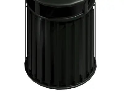 Black circular cage type trash can with tap cover Low-poly 3D model