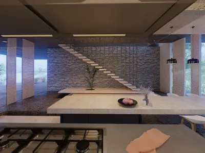 Folding modern architecture beach house villa vray 3dsmax 3D model