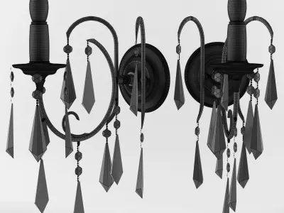 Gold and silver wall lights Low-poly 3D model