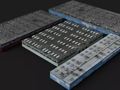 warehouses industrial city buildings pack lowpoly 3d models Low-poly 3D model