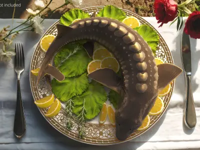  Plated Sturgeon with Herbs and Lemons 