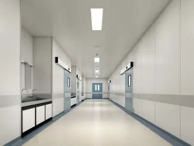 Hospital corridor Low-poly 3D model