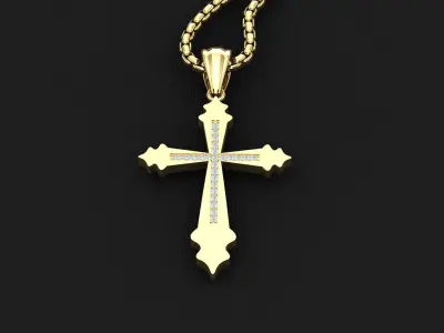 High Cross Pendant Light Gold 18K 3CP011 3D print model