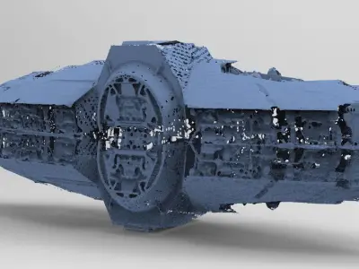Jupiter Ancient tech temple Space station ruins space damage 3D model