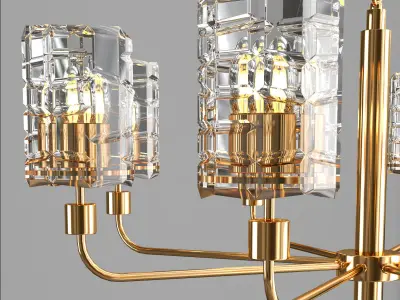 ALBERTA gold chandelier with clear glass shades 3D model