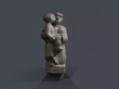 Statue photogrammetry 3D scan Low-poly 3D model