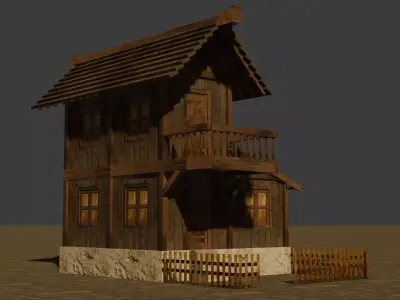 Medieval house nine 18 Low-poly 3D model