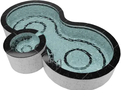 Pool with Jacuzzi Low-poly 3D model