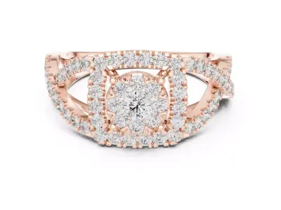 Round Diamond  Ring 3D print model 2