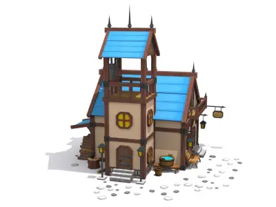 cartoon house Low-poly 3D model 15