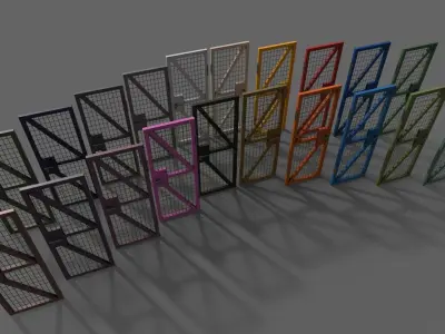 PBR Metal Door Fance B Low-poly 3D model