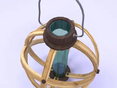 Wooden spherical lamp Low-poly 3D model