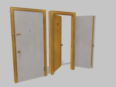 Door yellow 04 Low-poly 3D model