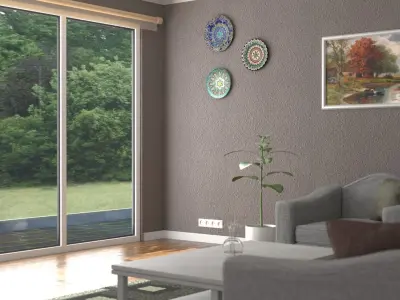 Simple living room Low-poly 3D model