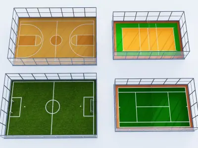 Sport Fields and Courts Collection Low-poly 3D model