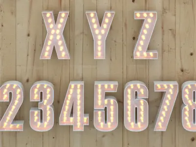 Light Bulb Alphabet Low-poly 3D model