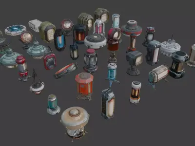 Sci-Fi Lamps Set 3D model