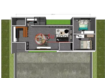 House 6x15m code 534 - Sketchup 3D model 3D model 3D model