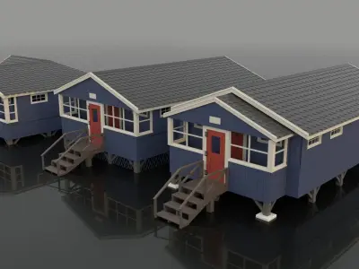 Summer Camp Bunks Sea side cabin 3D model