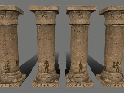 pillar set greek pillars Low-poly 3D model