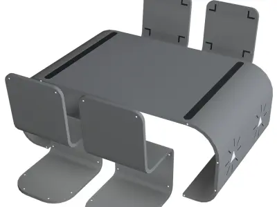 Sci-fi Table and Chair Low-poly 3D model
