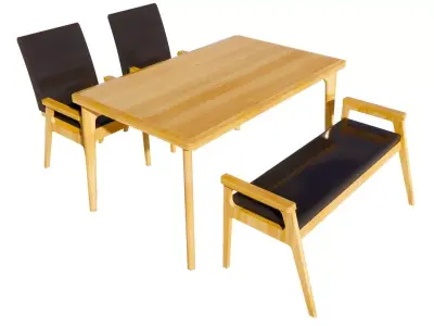 Dining set 4 seat 3D model get