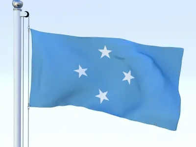 Animated Federated States of Micronesia Flag Low-poly 3D model