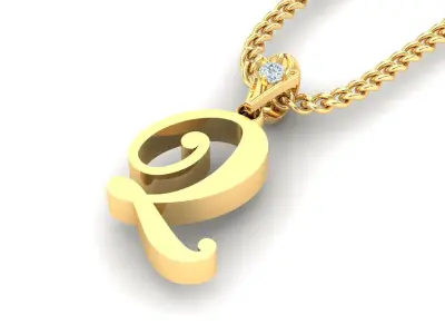 Alphabet V3 Light Gold  Font Pendant Q 3D print model
