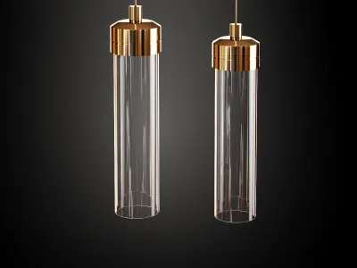 celinglamp gold and glass pendant lights Low-poly 3D model